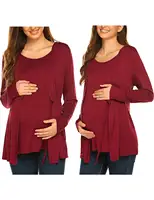 Women Nursing Top Double Layer For Breastfeeding Long Sleeve T-Shirt Elegant Maternity Clothes 1