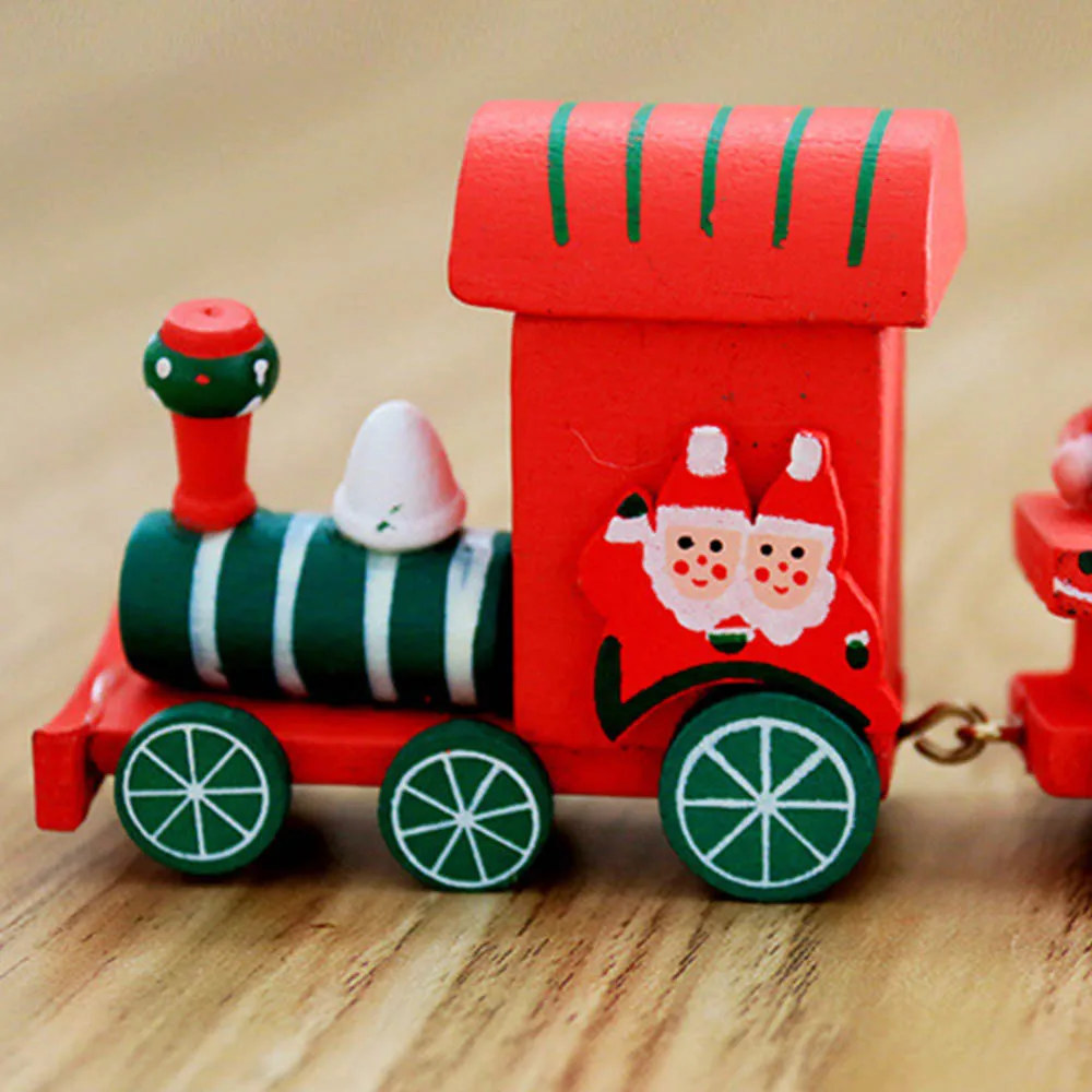 Украшения для дома на Рождество маленький деревянный поезд с рождественским Санта-Клаусом/снеговиком дети новогодние подарки