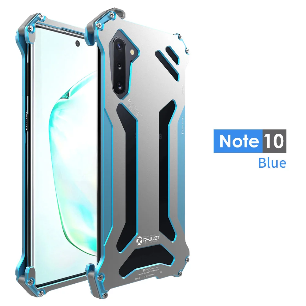 Blue Металлический бампер R-JUST серии Gundam для iPhone 11 Pro Max Galaxy S10 5G S10e S8 S9 PLUS NOTE 10 Plus 9 8 Armor Doom алюминиевый корпус - Цвет: Blue