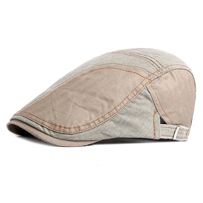 Newsboy Cap Cotton Patchwork Flat Peaked Hat For Men And Women_voghion.com