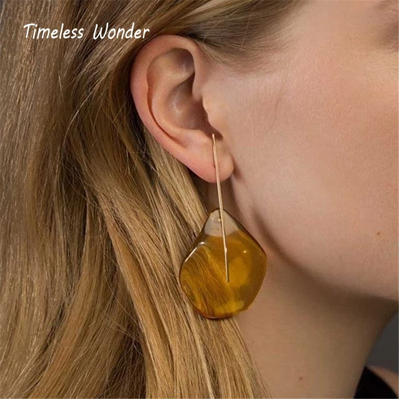 

Timeless Wonder Stunning Asymmetric Geo Resin Statement Stud Earrings Women Jewelry Christmas Gothic Trendy Ins Rare 3321