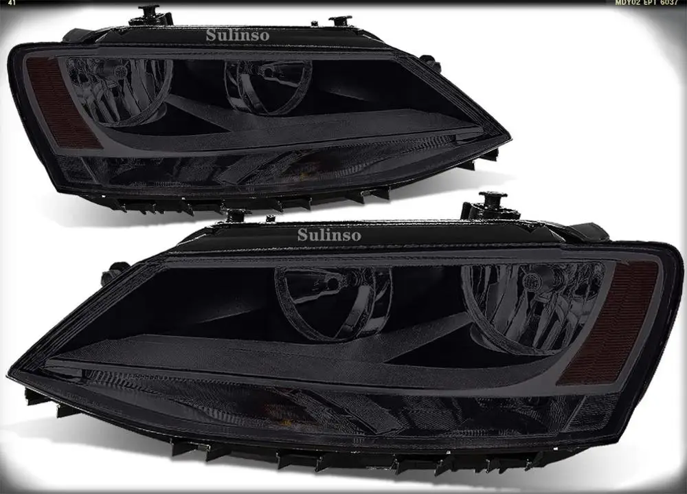

Sulinso Pair of Smoked Housing Amber Corner Headlight Assembly Lamps Replacement for Volkswagen VW Jetta 4-Door MK6/A6 11-18