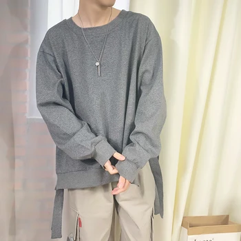 

2019 Men's Casual Clothing Coat Round Neck Hoodies Long Sleeve Loose Pullover Solid Color High-quality Sweatshirt Big Size M-5XL