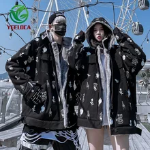 Новинка, зимняя утепленная куртка с меховым воротником и капюшоном, Мужская ветровка с мультипликационным принтом