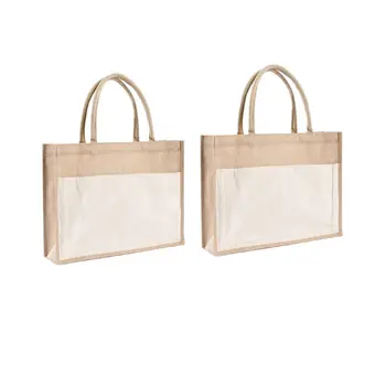 

Multifunction Jute Large Capacity Tote Reusable Shopping Bags Grocery Foldable Storage Pouch