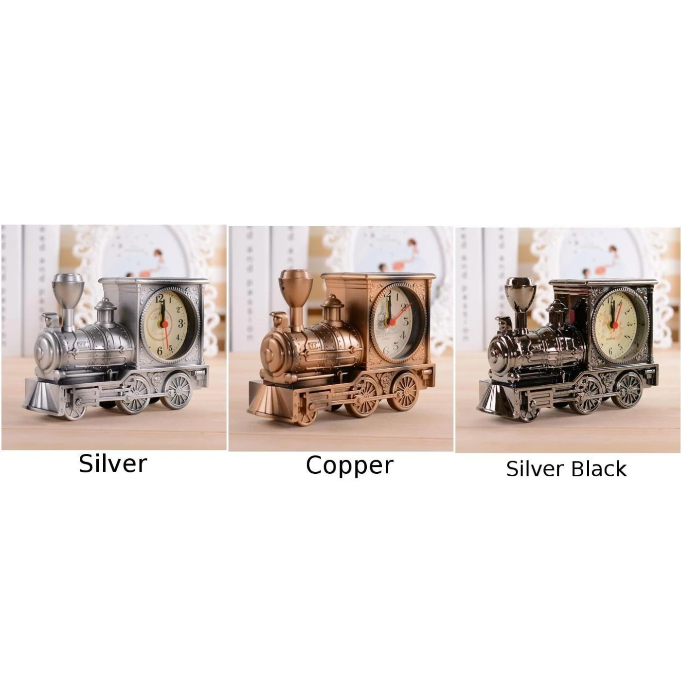 Alarm Clock Retro Style Train Table Desk Clock Bedroom Locomotive Mechanicals