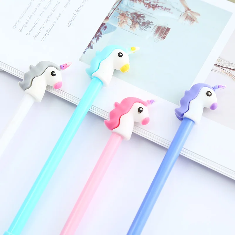 1 шт. Милая Единорог ручка для студентов корейский Kawaii мультфильм милые смешные школьные принадлежности гелевые ручки креативный Офис Стационарный подарок