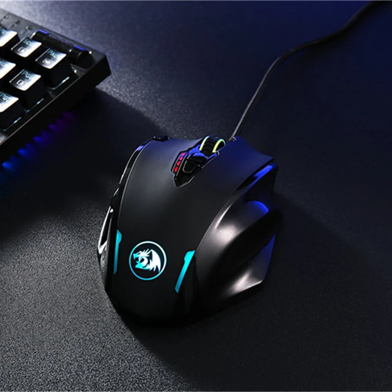 Redragon Impact M908 Wired Laser Gaming Mouse 12400 Dpi 19 Botões Programáveis e Rgb Led Alta Precisão para Mmo - Imagem 3