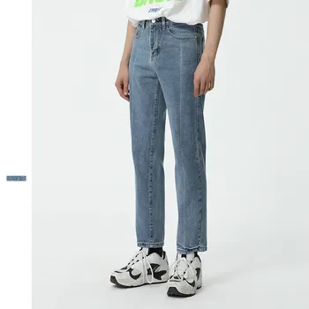

Men Slim Fit Casual Straight Ankle-length Jeans Pant Male Japan Korea Style Vintage Denim Trousers Lovers Clothes Pants