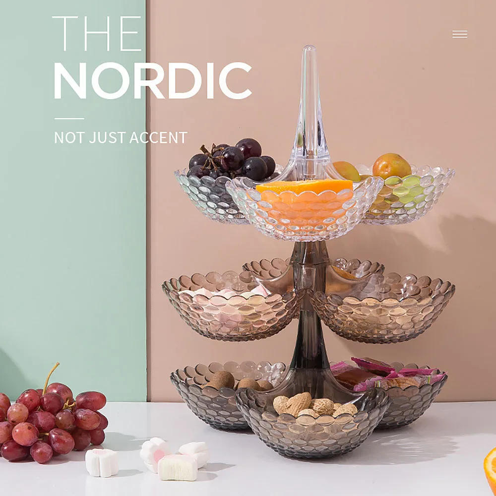 

Multi-layer European Stacked Storage Tray Plastic Plate Dried Fruit Snack Platter Bowl Table Snack Candy Tray Rack storage plate