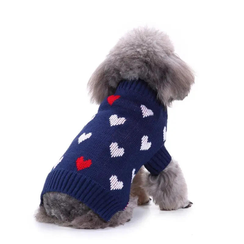 Одежда для собак Love Heart Pet зимний шерстяной свитер трикотажный свитер для щенка одежда теплое мягкое пальто с высоким воротником для щенка