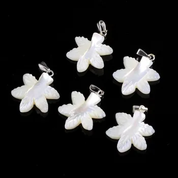 

5pc/bag Natural Shell Maple Leaf Pendant Handmade Shell Sticky Diamond Accessories DIY Decoration with Pendant