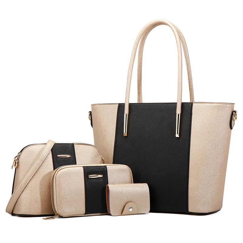 Fashion Women PU Leather Handbag Set Shoulder Tote Crossbody Bags Purse Bag 