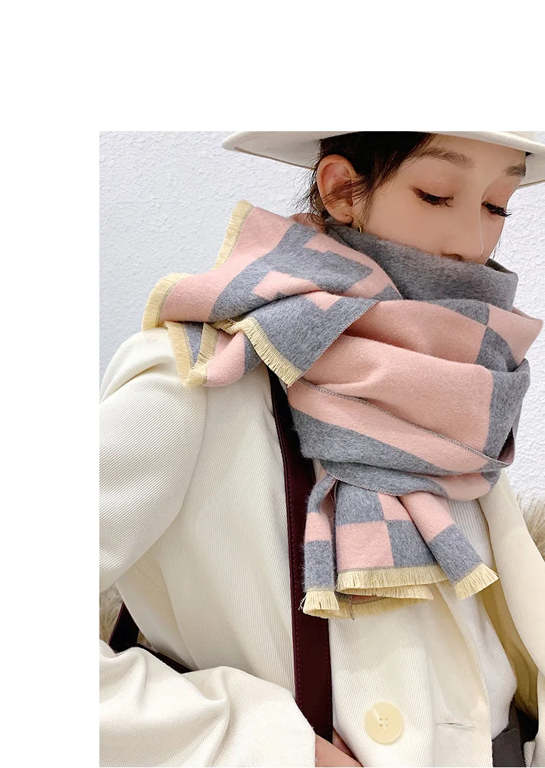 190*65cm New Autumn Winter Female Scarf Women Cashmere Scarves Wide Lattices Long Shawl Wrap Blanket Warm Tippet wholesale