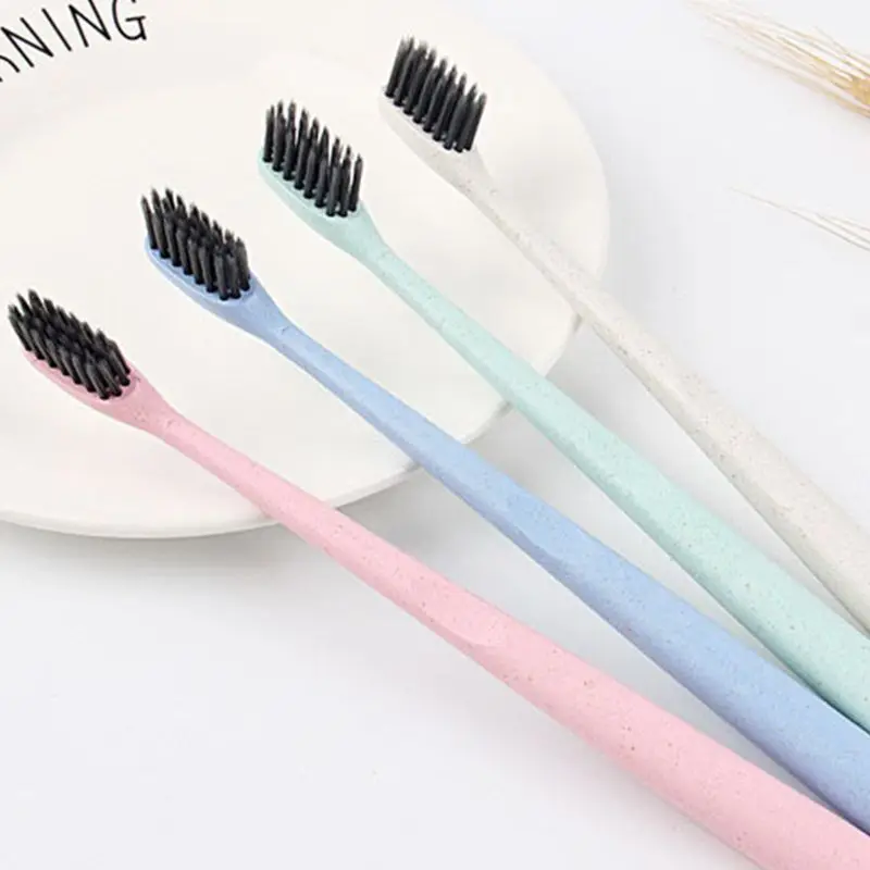 10Pcs Bamboo Charcoal Nano Soft Bristles Toothbrushes Wheat Straw Handles Teeth Whitening Oral Health Care for Kids Adults#11
