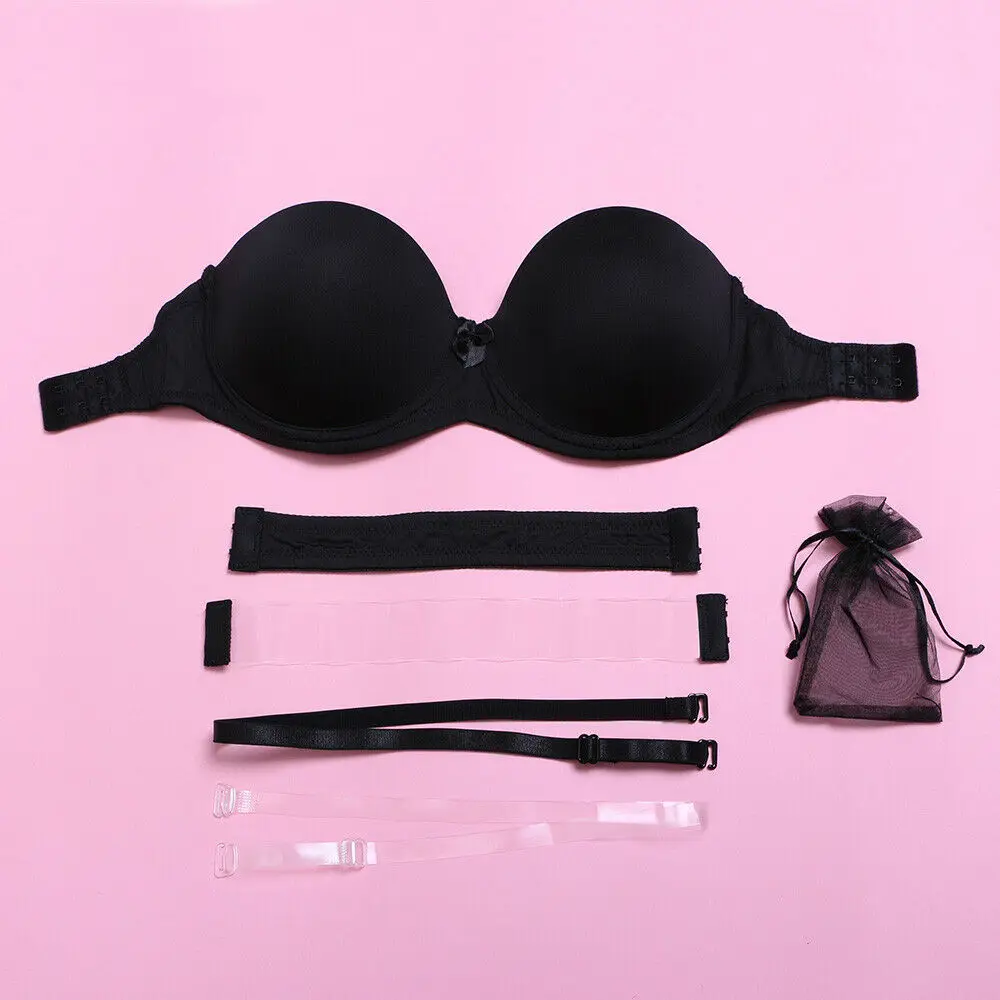 New women's bra strapless Plus Size Push Up padded transparent straps halter bra sexy Bras 32-44 size A B C D E F Cup