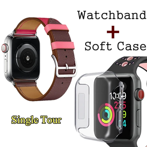 Bordeaux Rose Herm логотип Swift кожаный двойной тур часы ремешок для Apple Watch серии 5 4 3 2 1 44 мм 40 мм Замена для iWatch 42 мм 38 мм - Цвет ремешка: Bordeaux Rose