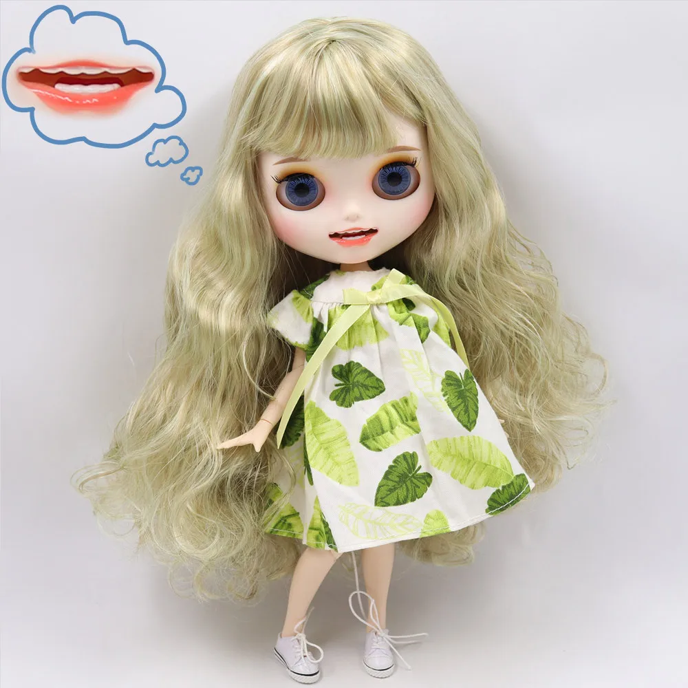 Ледяной обнаженный Blyth кукла No. BL9400/400 зеленый микс каштановые волосы резные губы открытый рот матовые индивидуальные лицо соединение тела 1/6 bjd