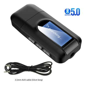 

5.0 Bluetooth Adapter Wireless LCD Display USB Bluetooth Receiver Music Audio Transmitter for PC TV Car 3.5mm AUX Adaptador