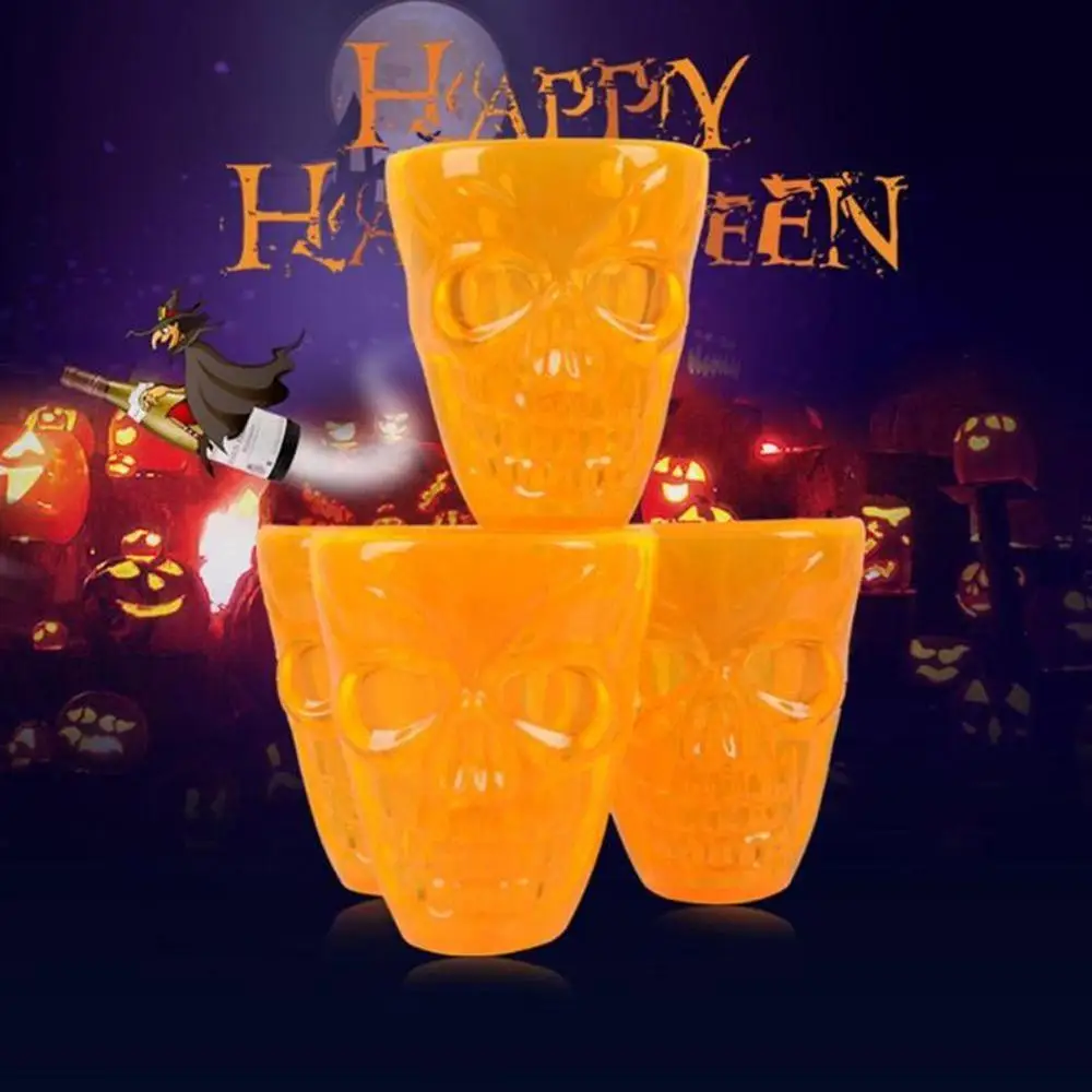 

4 Pcs Halloween Skull Pattern Wine Cup Festival Water Drinks Champagne Toasting Glass Drinkware Halloween Gift for Halloween