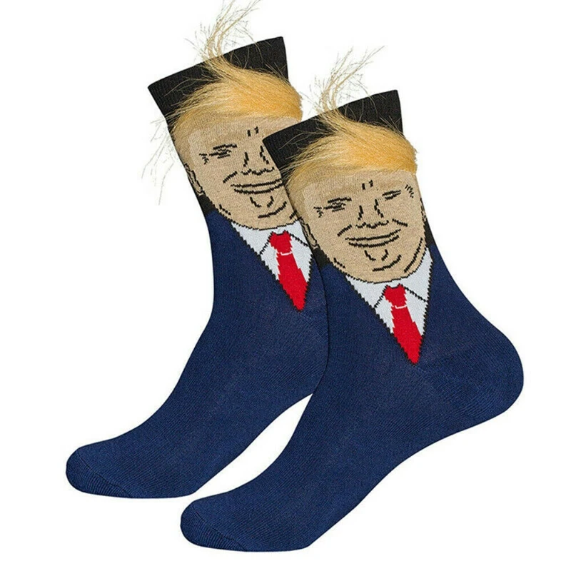 Носки Трамп с забавным принтом, повседневные носки для взрослых, 3D поддельные волосы, носки скейтбордиста, Chaussette Homme, носки в стиле хип-хоп