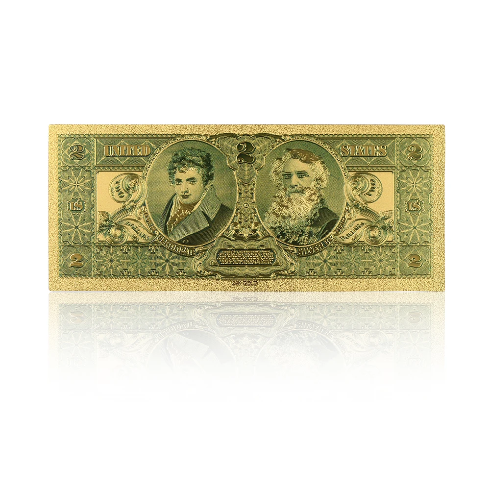 10 шт 1896 год 2 доллара США золотые банкноты Красочные 24 к позолоченные на заказ банкноты для денег Forl подарки на день рождения