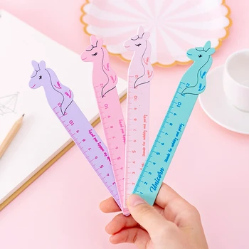 

Ellen Brook 1 PCS Kawaii Accessories Cartoon Unicorn Woolden Measuring Straight Ruler Student School Office Supplies Stationery