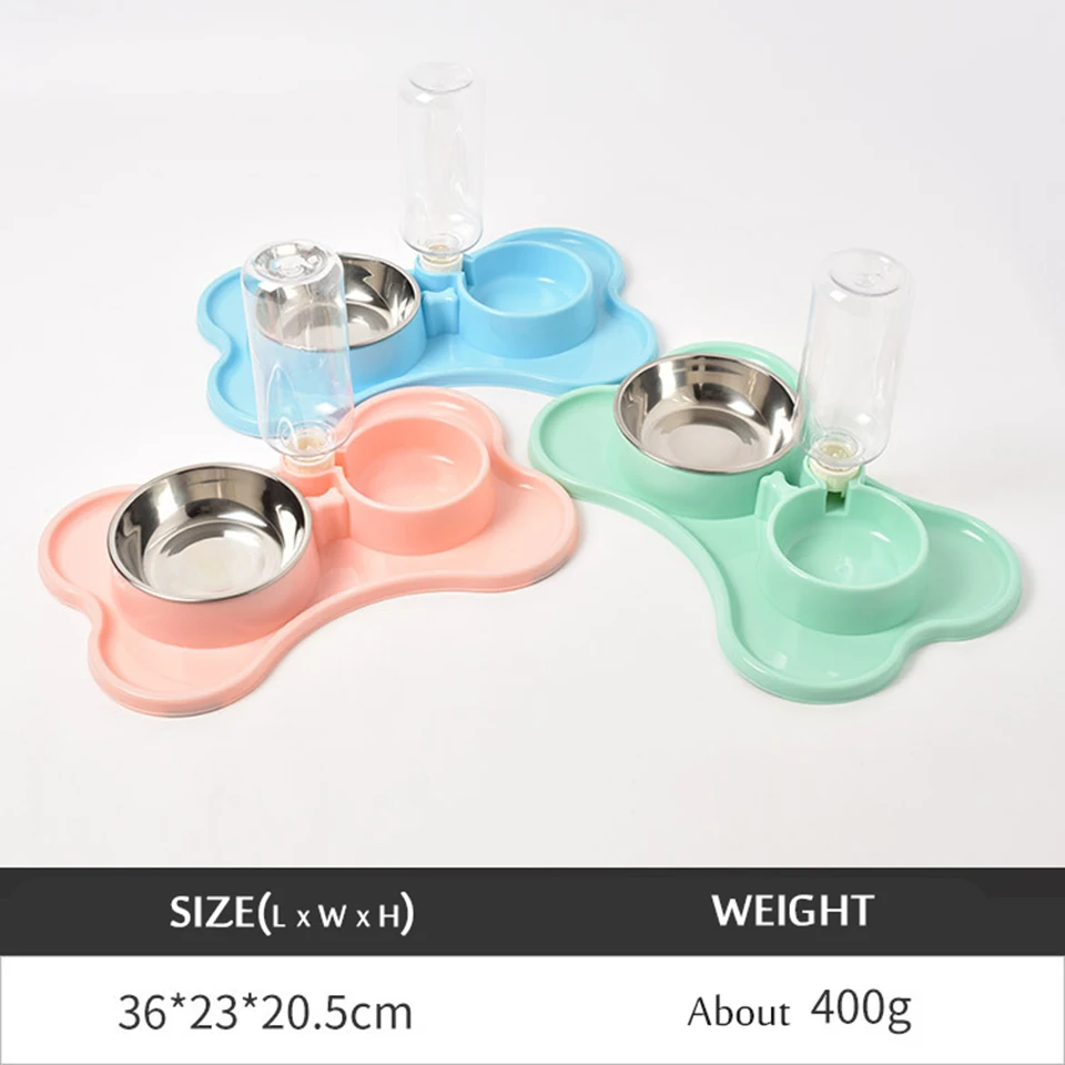 1Pcs Automatic Pet Feeder Water Dispenser Cat Dog Drinking Bowl Dogs Feeder Dish Cat Feeding Watering Supplies Double Pet Bowls