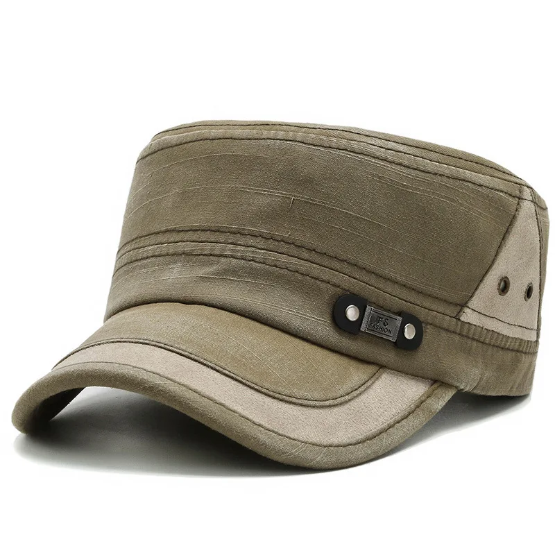 Baseball Cap Flat Top Military All Cotton Vintage Army Snapback For Men Women