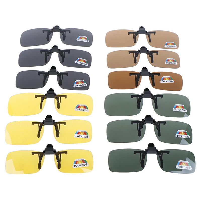 1pc high quality Unisex Clip-on Polarized Day Night Vision Flip-up Lens Driving Glasses UV400 Riding Sunglasses for Outside |