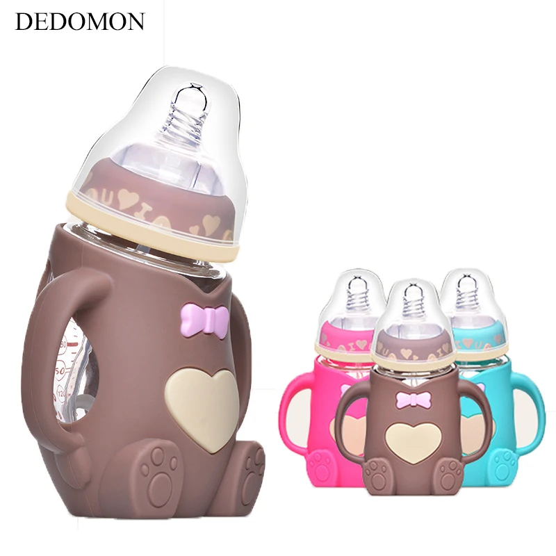 New Feeding-Bottle Glass Milk Baby Bpa-Free Silicone Nursing 240ml Safe Cup Vidro Mamadeira 76oMjLdY
