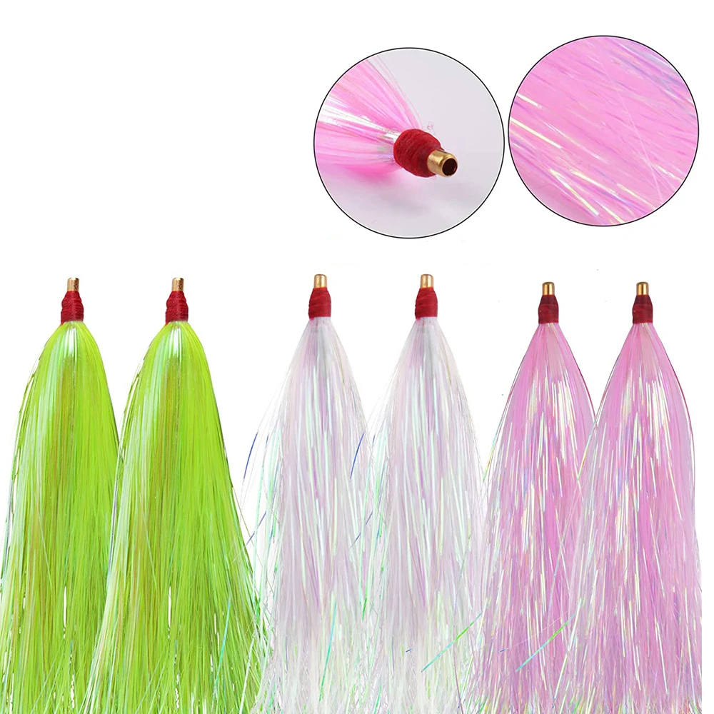 12Pcs Fishing Mylar Flash Teaser Artificial Bait Fluke Rig Saltwater Fishing Teasers Plugs