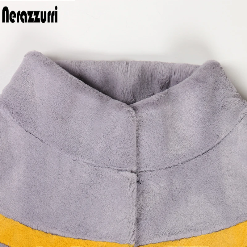 Nerazzurri Winter patchwork faux fur coat women
