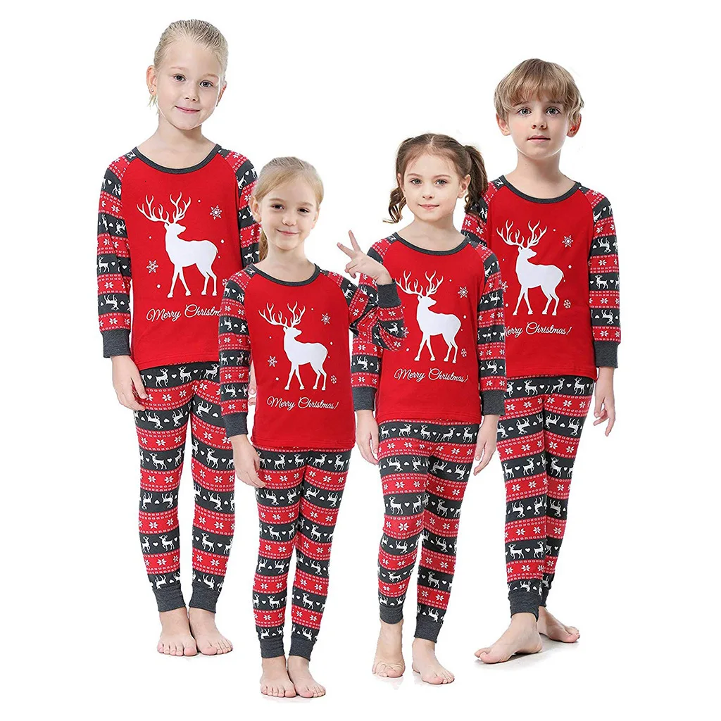 Autumn Christmas Matching Outfits Pajamas Fawn Printing Home Wear Family Suit Mother Daughter Matching Christmas Pjs