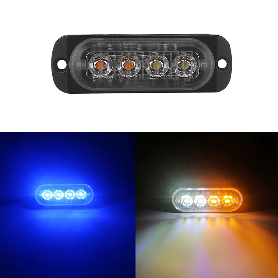 

1PCS Car Strobe Light Side Marker 12V 24V Amber White Red Blue Car Truck Flash Emergency Warning Bar Motorcycle Yellow Light