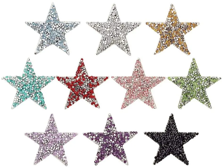 Star Crystal Glitter Rhinestone Iron On Patch Sewing Patches Diy