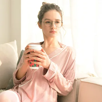 

2Pcs/Set Spring Summer Pregnancy Maternity Sleepwear Modal Nursing Pregnant Pajamas Breastfeeding Nightgown
