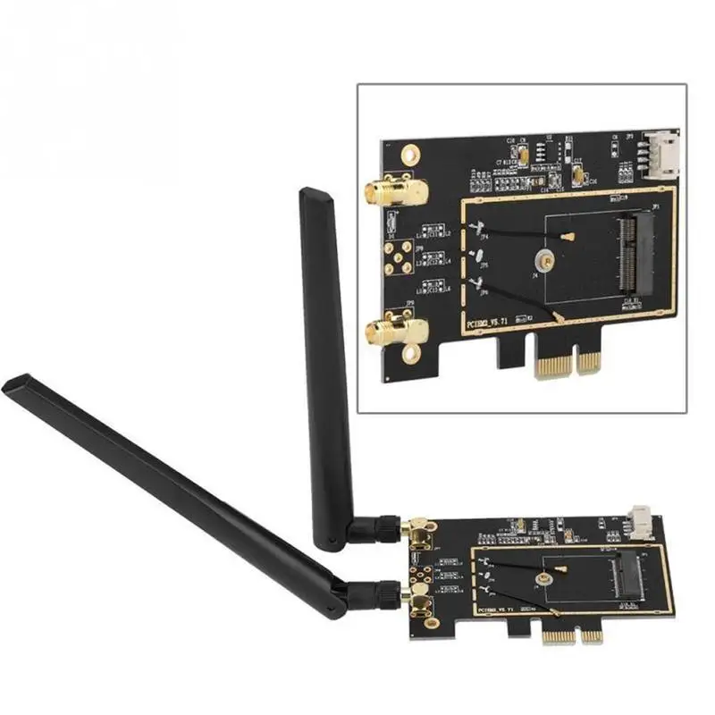 

M.2 NGFF To PCI-E Desktop Adapter Card Wireless Network Card PCI-Express 1x slot WIFI Antenna for 9260 8265 1550AC DW1560