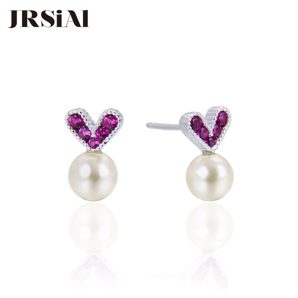 

JRSIAL 925 Sterling Silver Jewelry Freshwater Pearl Earrings Woman Korean Fashion Zircon Earrings Bead Student Earrings