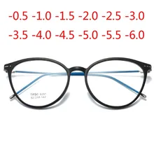 Очки кошачий глаз для близорукости, женские, мужские, круглая оправа, тонкие ноги, Короткие очки для зрения, диоптрия-1,0-1,5-2,0-2,5-3,0-6,0