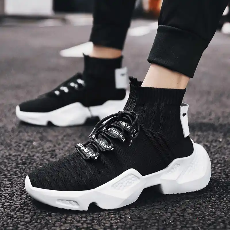 mens black sock trainers