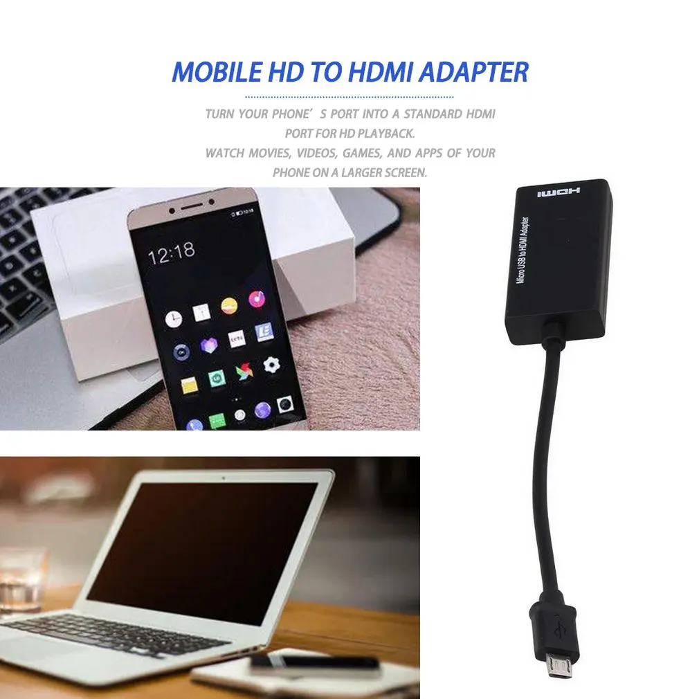 Портативный маленький размер MHL Micro USB мужчина к HDMI Женский Кабель-адаптер для Android смартфонов и планшетов черный