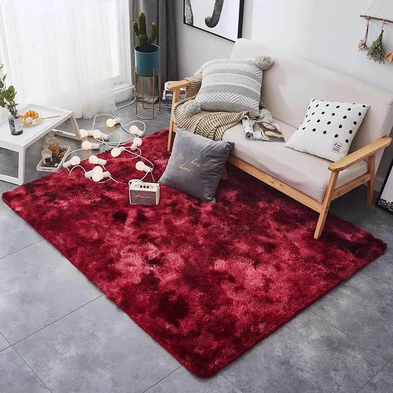 Bonenjoy Red Color Fluffy Rugs Long Hair Plush Soft Floor Mats for