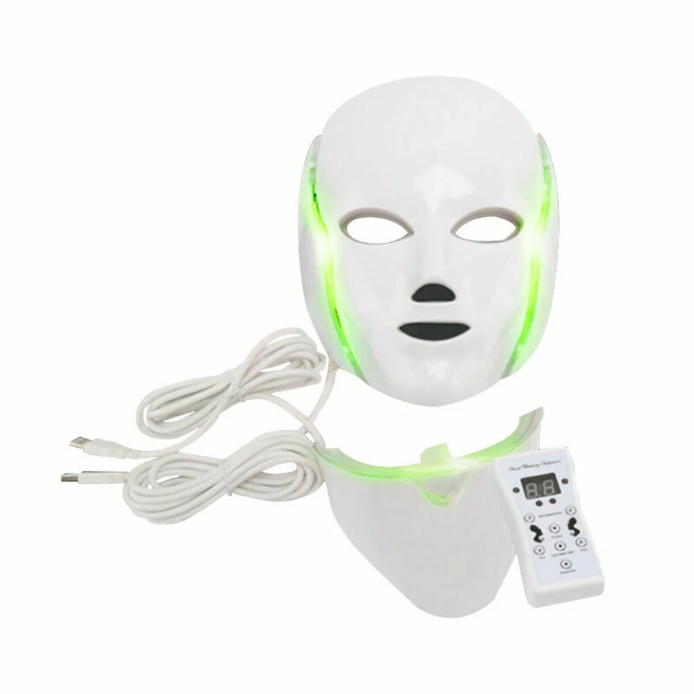 Led Mask 7 Colors LEDs Light Photon Face Neck Mask Rejuvenation Skin Therapy Skin Wrinkles