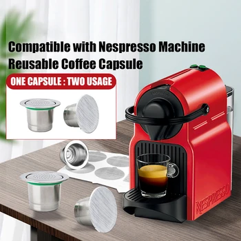 

6PCS Rechargeable Coffee Capsules Nespresso Refillable Stainless Steel Filter Cup for Coffee Machine Espresso Filters and Tamper