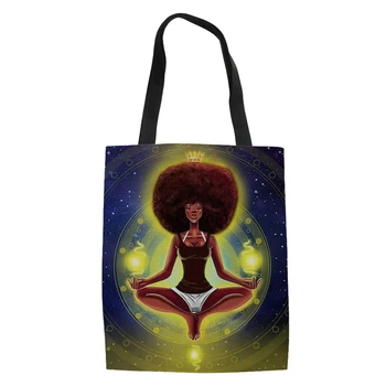 

THIKIN 2019 African Black Girl Magic Print Shopping Bags for Women Ladies Tote Bag Casual Canvas Handbag Custom Daily Pouch