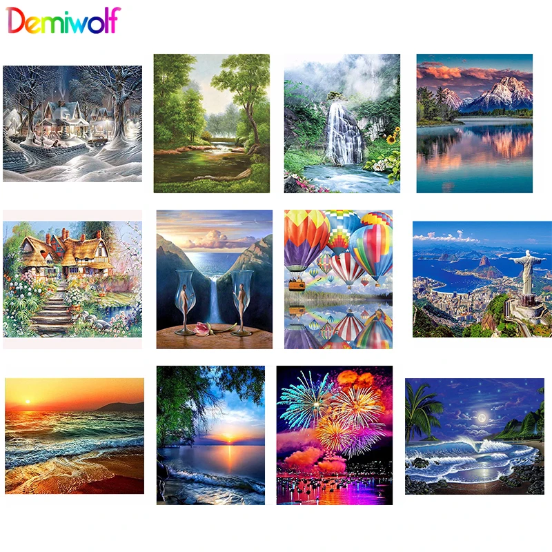 5d diamond painting full drill square natural scenery Picture Ever Moment Diamond Embroidery Christmas Decorations for Home | Дом и сад