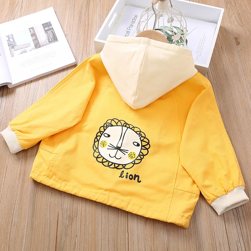

2020 Children Windcheater Spring And Autumn New Style Baby Cartoon Coat Korean-style Childrenswear Girls Hooded Lion Jacket
