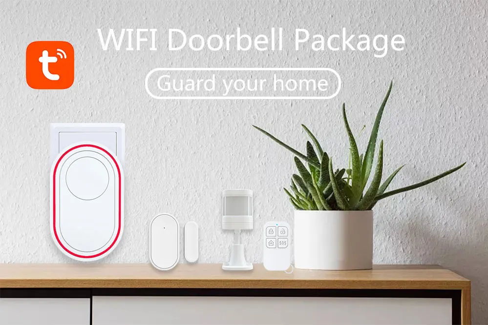 ZONAN DB11 Smart Home Wifi Tuya Doorbell Alarm System Smart Door Bell Wireless Motion Sensor Detectors Burglar Alarm Kits audio intercom system