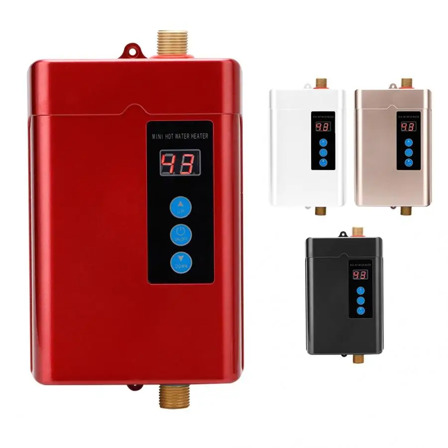 Electric Water Heater Electric Tankless Water Heater 4 Gears Mini Hot Instantaneous Water Heater System for Kitchen Bathroom 110-240V